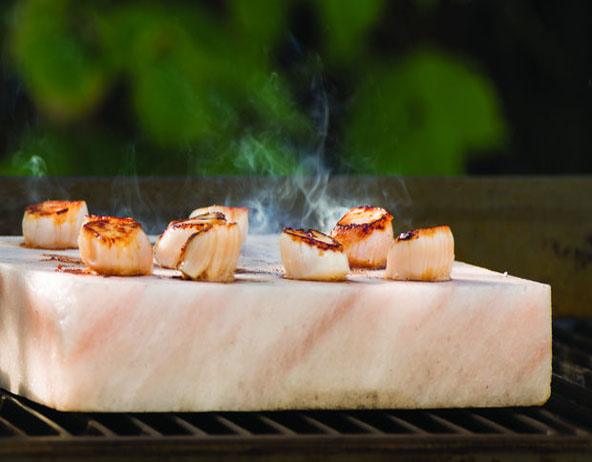 Himalayan Salt Block for Barbecued Scallops with Habanero Sprinkle